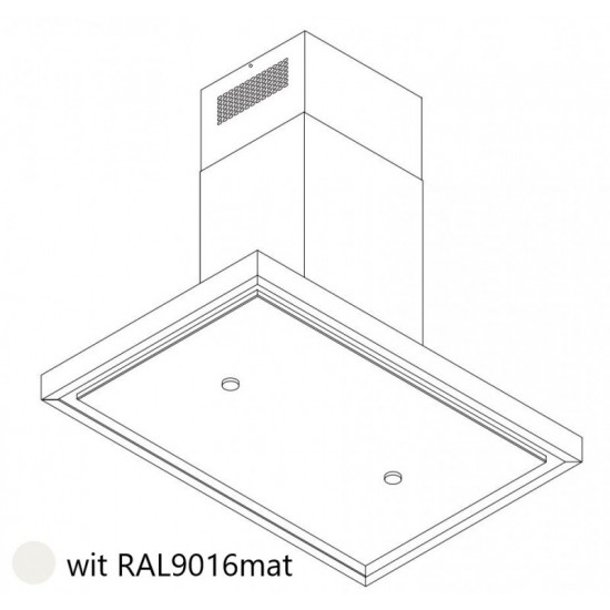 Wave Design 2066.30 - 90 cm eilandafzuigkap wit RAL 9016 mat - interne motor - LED verlichting