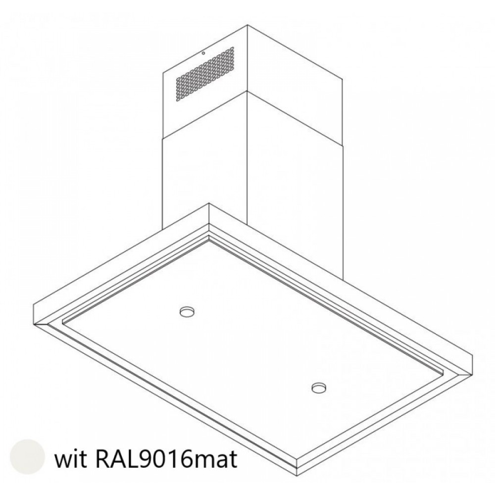 Wave Design 2066.33 - 120 cm eilandafzuigkap wit RAL 9016 mat - interne motor - LED verlichting