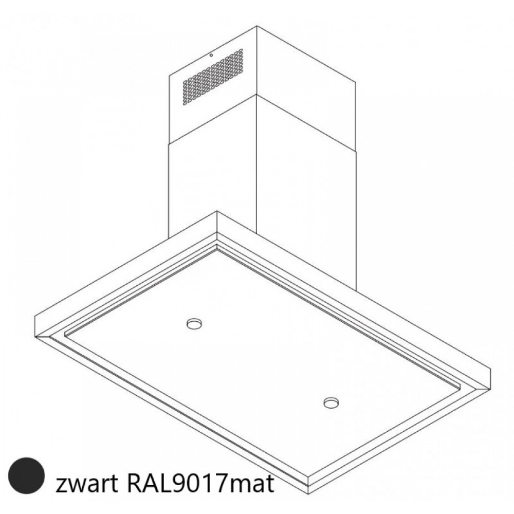Wave Design 2066.34 - 120 cm eilandafzuigkap zwart RAL 9017 mat- interne motor - LED verlichting
