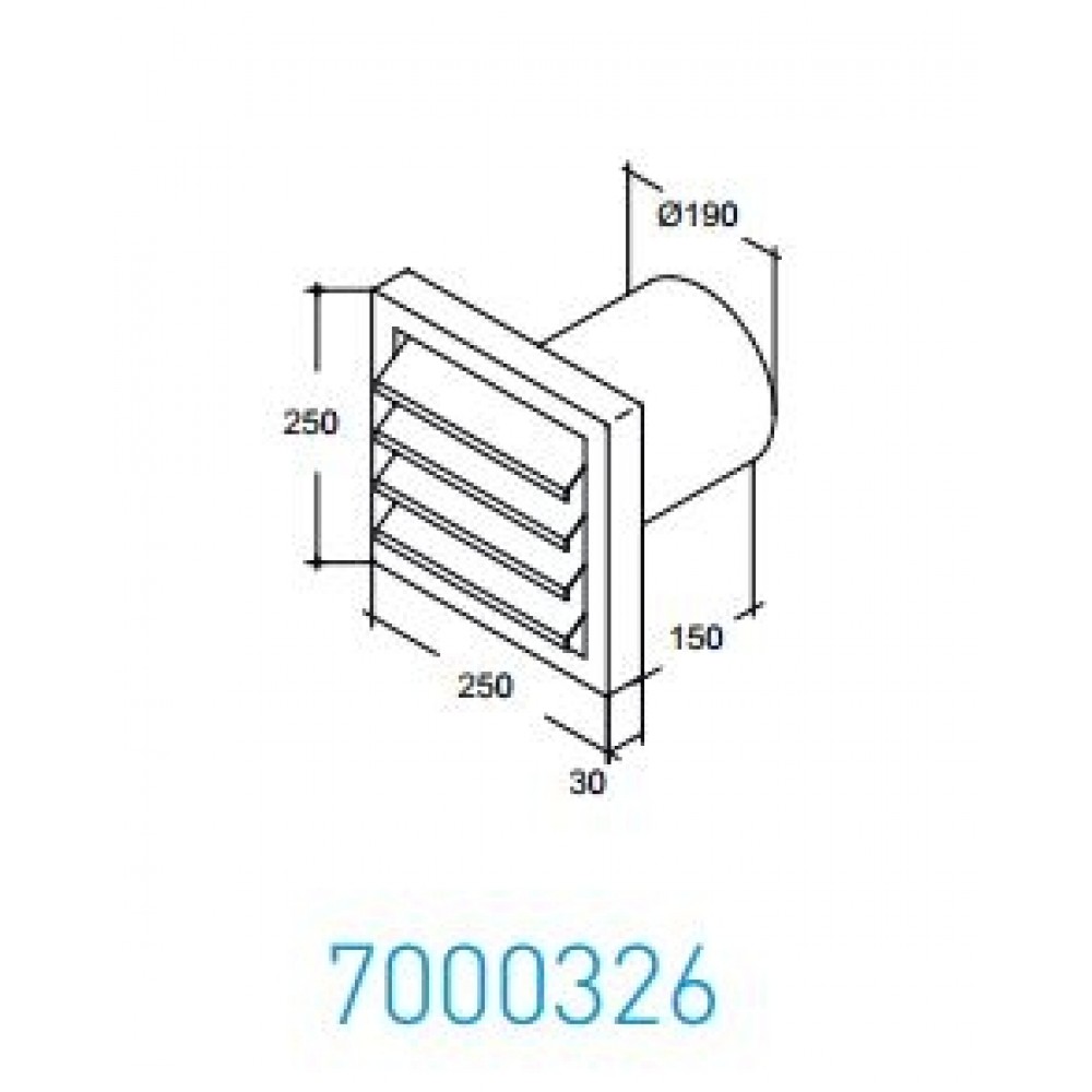 Wave Design 7000326 Afvoerkanalen rond 200 Buitenmuurrooster rvs, incl. aansluitingskanaal Ã˜ 190 mm