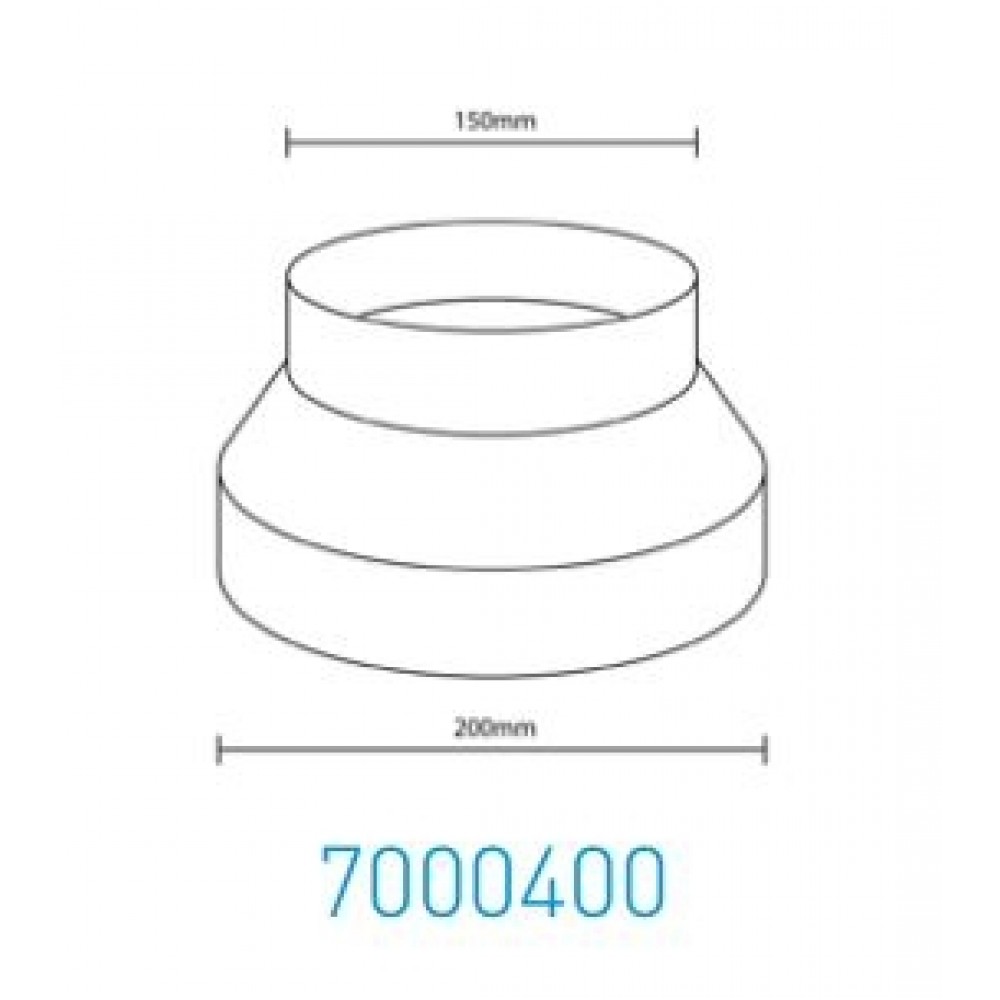 Wave Design 7000400 Afvoerkanalen rond 200 Verloopstuk 150 Ã˜ mm - 200 Ã˜ mm