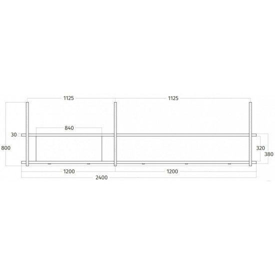 Wave Design 1055.00 FRAME links - 240 cm wandafzuigkap RVS - interne motor - LED verlichting