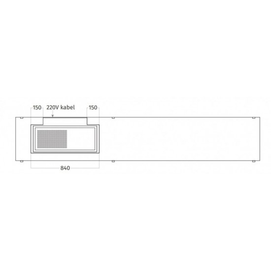 Wave Design 1055.20 FRAME links - 240 cm wandafzuigkap zwart - RAL 9017 mat - interne motor - LED verlichting