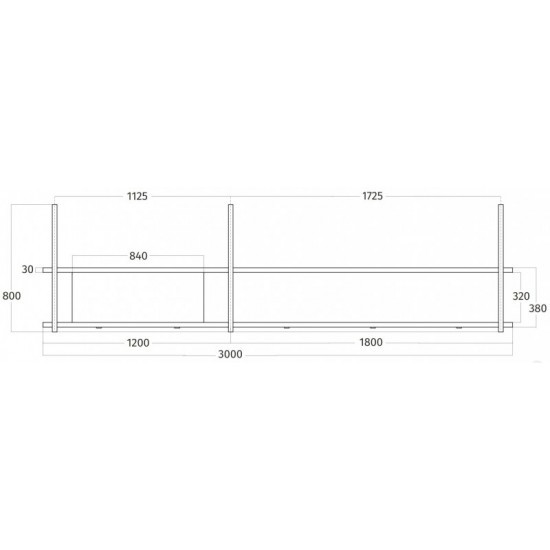 Wave Design 1055.24 FRAME links - 300 cm wandafzuigkap zwart - RAL 9017 mat - interne motor - LED verlichting